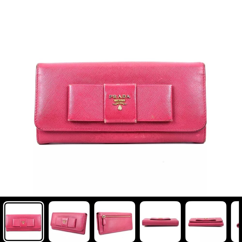 prada hot pink bow wallet